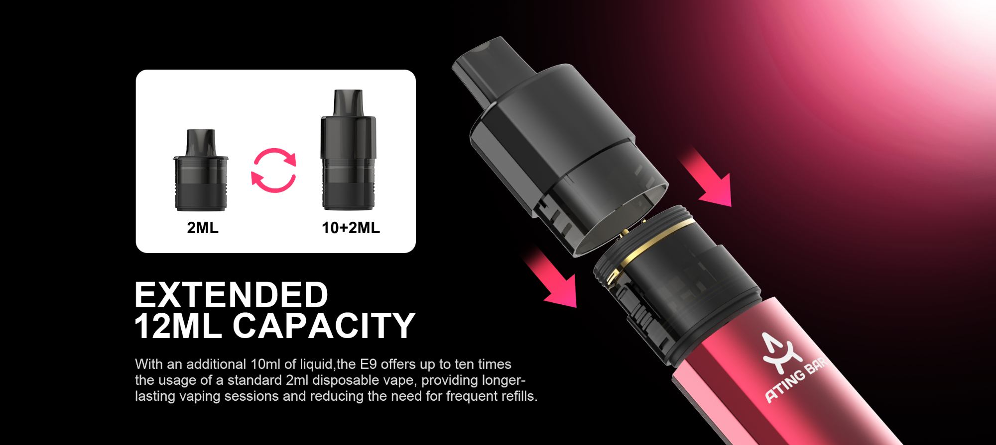 Atingbar E9 Vape 2+10ml Dual TankExtended Enjoyment Atingbar E9 Vape 2+10ml Dual TankExtended Enjoyment