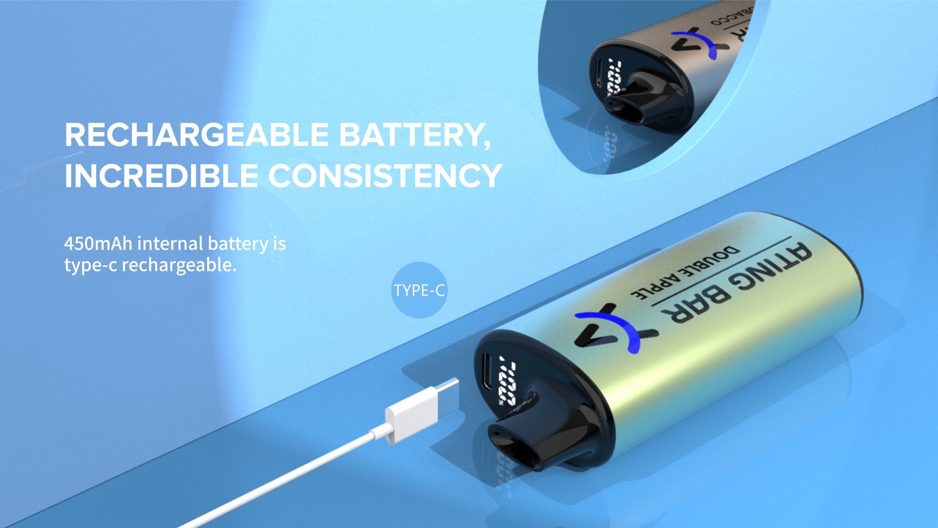 Features-Of-Disposable-Vape-DB70-Rechargeable-Battery